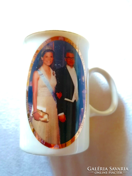 Swedish royal couple wedding souvenir mug, rarely found in Hungary for porcelain collectors