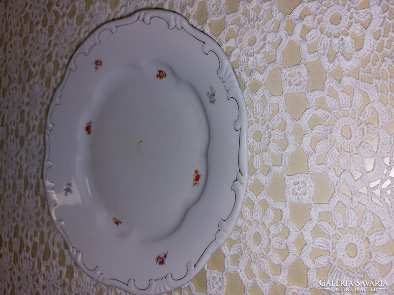 Zsolnay 2 different floral porcelain flat plates with gold edges