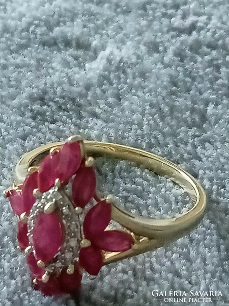 Rubin gyémánt drágaköves arany gyűrű