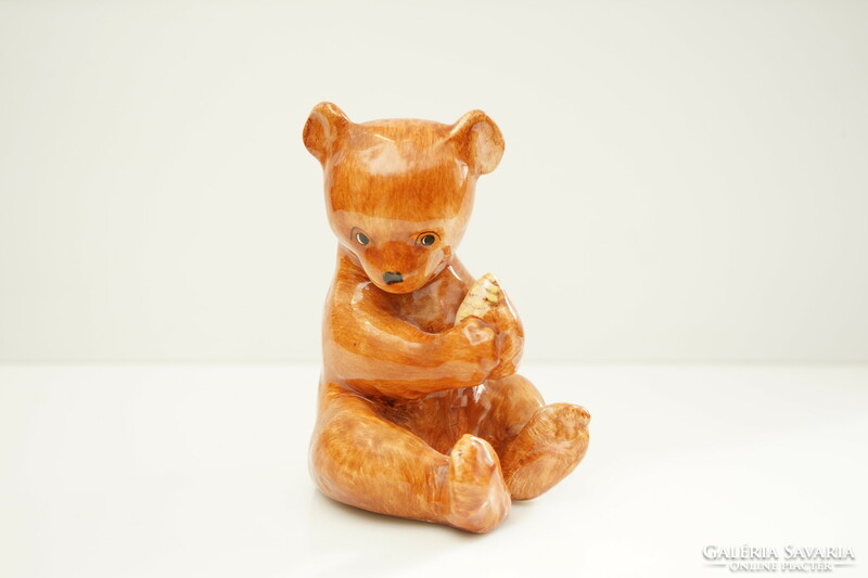 Old Bodrogkeresztúr ceramic teddy bear / retro Hungarian ceramics / hand-painted bear sorry