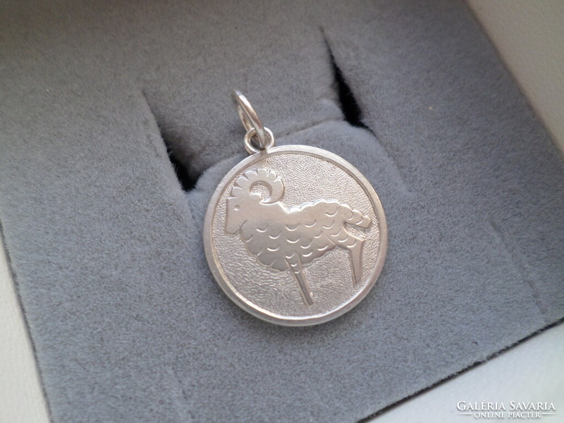 Silver Aries horoscope pendant
