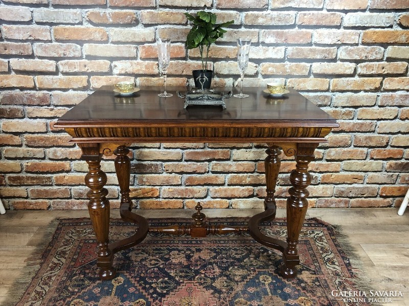 Renovated pewter salon table.