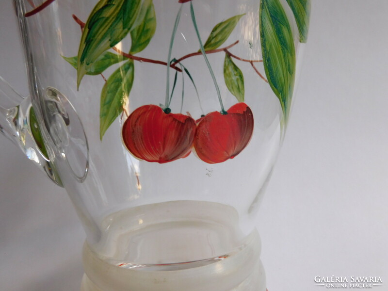 Parádi cseresznyés kézzel festett üvegkancsó 1.5 liter