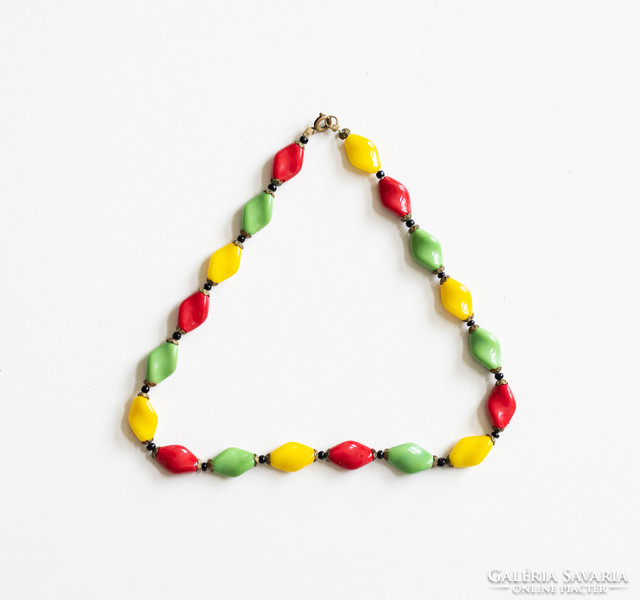 Vintage nyaklánc színes levél formájú üveg gyöngyökkel