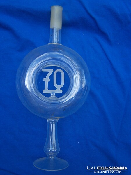 Festive decorative bottle 70th anniversary hand-blown handmade glass height 30.5 cm flawless