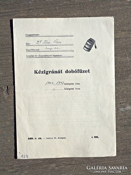 Kézigránát dobófüzet 1943