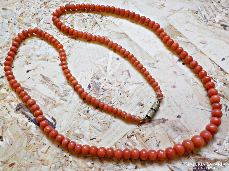 Antique growing eye real coral necklace