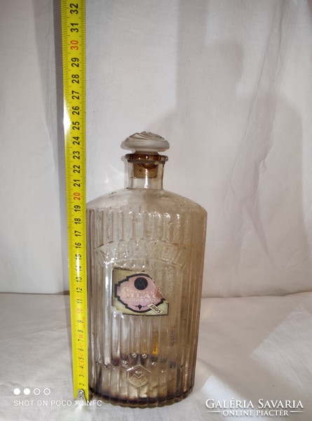 Nagy méretű jelzett MARVEL LILAC Cologne Water antik parfümös üveg dugóval