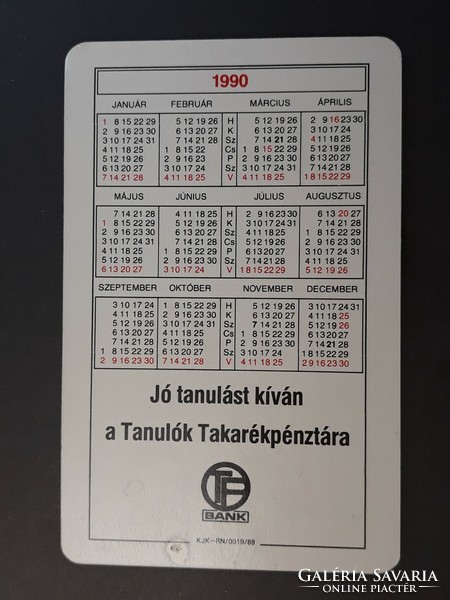 Kártyanaptár 1990 - OTP Bank, sok kicsi sokra megy feliratos retró, régi zsebnaptár