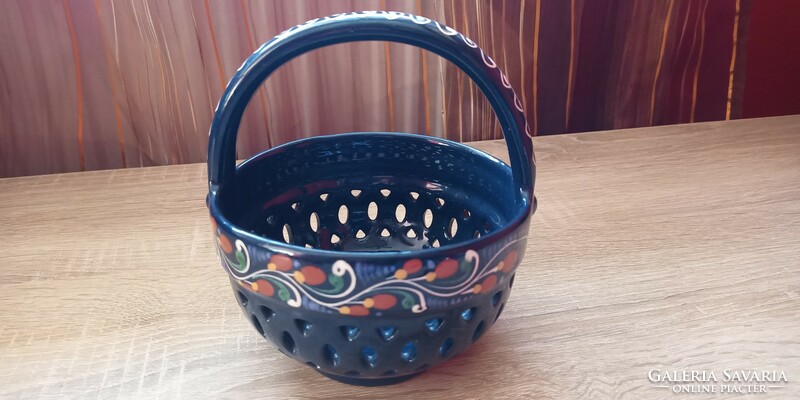 Ceramic hand-painted basket