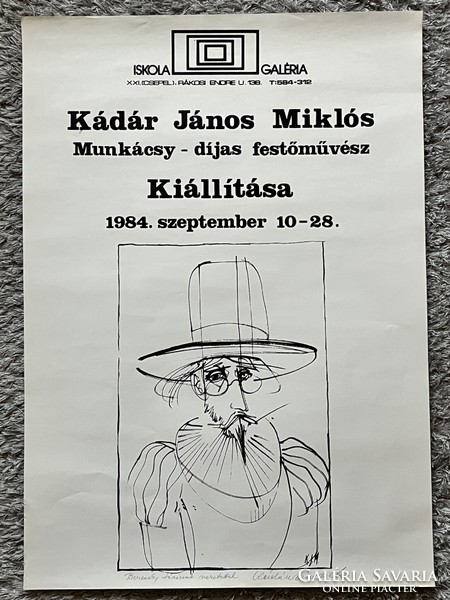 Kádár János Miklós festőművész Kiállítási Plakát 1984 Dedikált