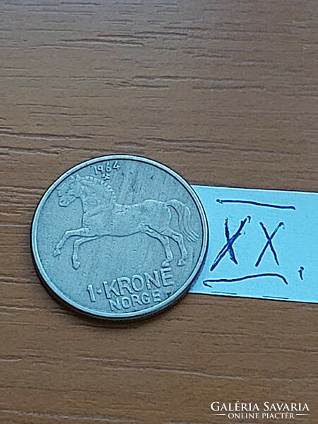 Norway 1 kroner 1964 olive v, horse copper-nickel xx