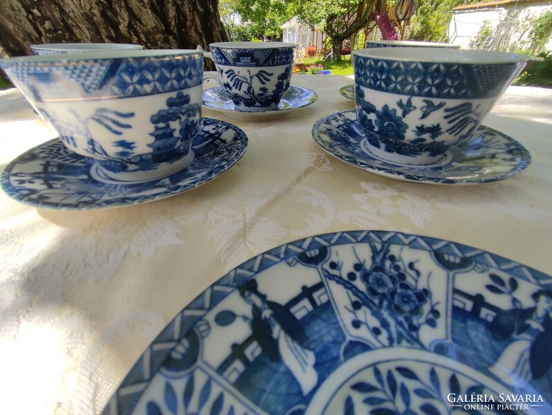 Csodás kék fehér porcelán teáscsésze szett 6 személyre
