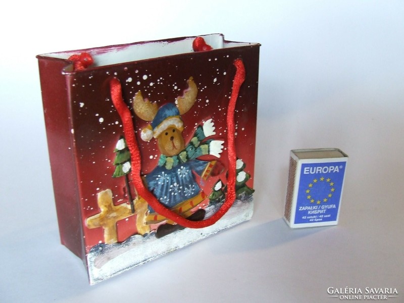Karácsonyi bádog ajándék tasak, bádogból készült karácsonyi dekoráció, dísz