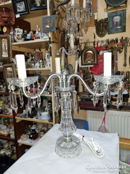 Old restored crystal table lamp