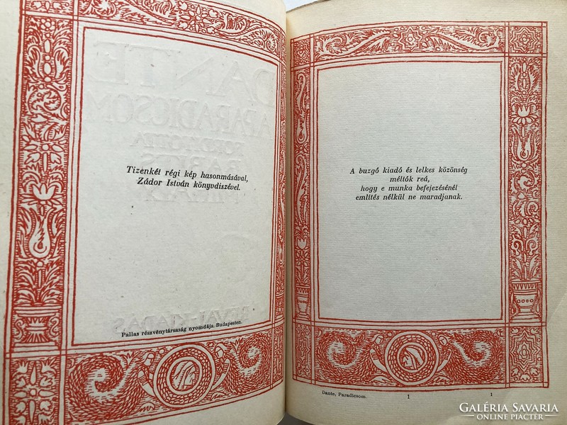 Dante's comedy: paradise - on embossed paper, with book decorations by István Zádor, 1923