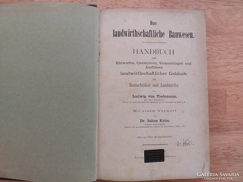 (K) ludwig von tiedemann's landwirtschaftliches bauwesen German language book late 1800s?
