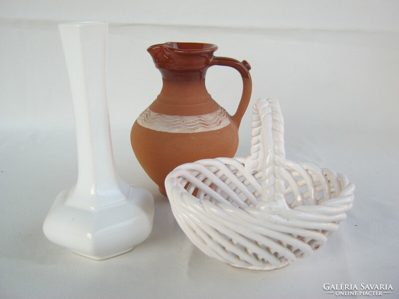 Ceramic jug basket and vase together