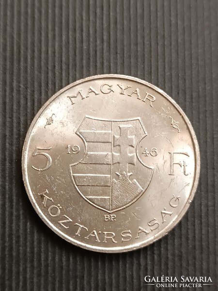 Silver 5 forints 1946, kossuth -thick, non-inverted edge inscription