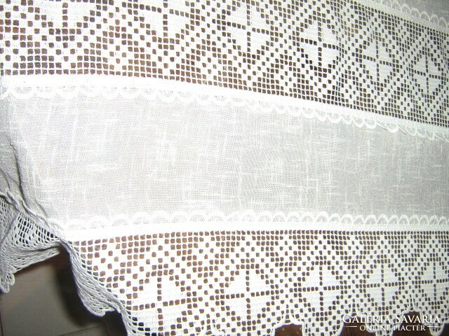 Wonderful vintage style double lacy stained glass (door) curtain