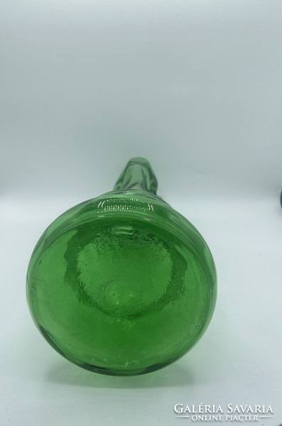 Zöld Cseh szakított üvegváza!