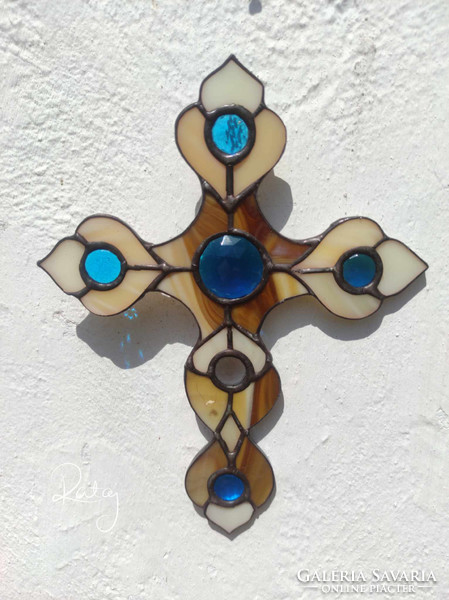 Stained glass decoration, window decoration, wall decoration cross