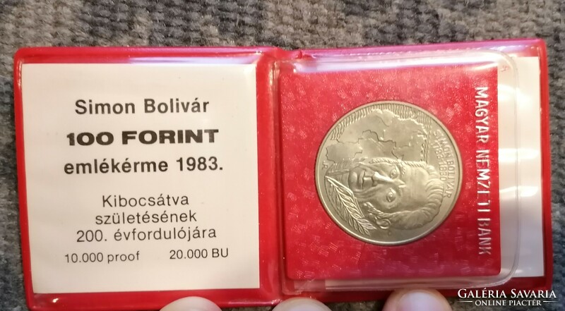 Simon Bolivár 100 forintos emlékérme 1983