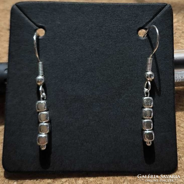 Silver checkered earrings