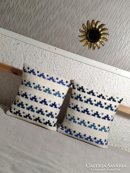 'Rain' hand-woven wool decorative cushion cover set - 2 pieces