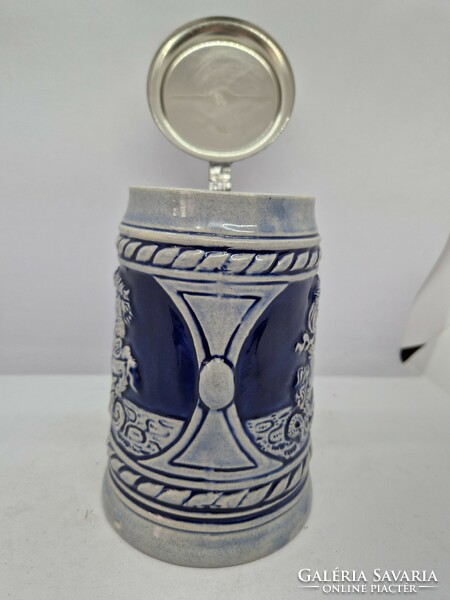 Marzi & Remy Bavarian style tin beer mug with lid