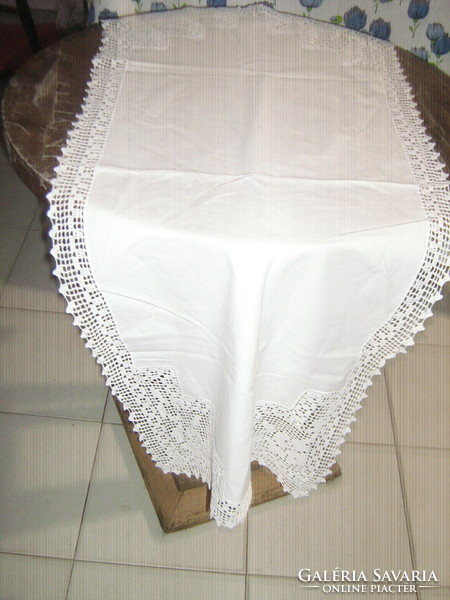 Beautiful crochet lace white tablecloth runner