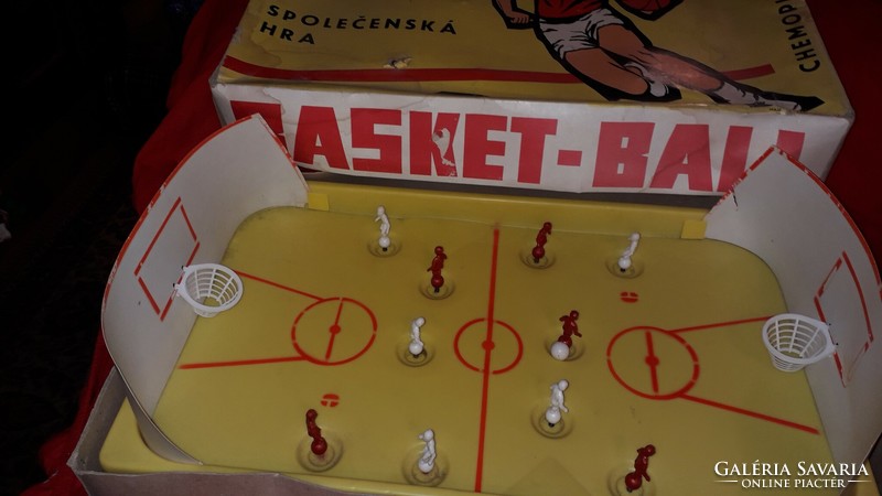 1970.cca EXTRÉM RITKA rugós KOSÁRLABDA plasztik sport KOMPLETT JÁTÉK dobozával 50 x 30 cm játéktér.