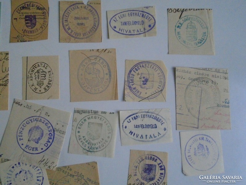 D202380  EGER  régi bélyegző-lenyomatok  25+ db.   kb 1900-1950's