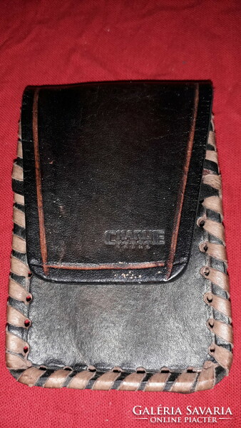 Old charlie thick brown genuine leather lacing technique boxed cigarette holder as shown in the pictures