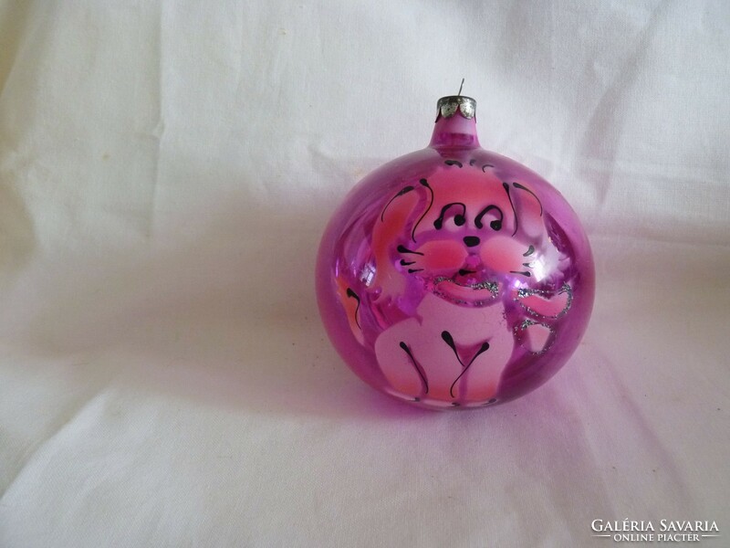 Old glass Christmas tree decoration - 1 transparent sphere with a dog!