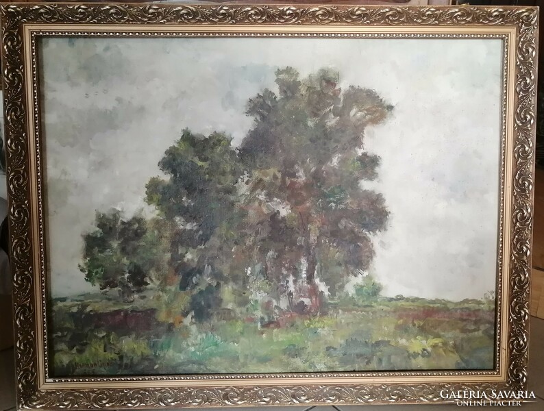 Herman Lipót: landscape. Oil on canvas. Auction value: 150e-190e ft.