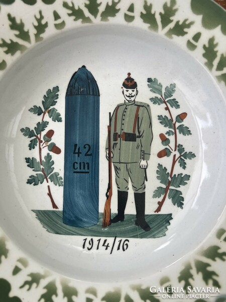 Ausztria Wilhelmsburg porcelán. I világháborús disztányér.
