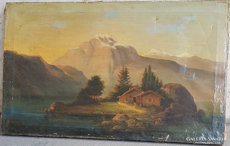 A.  CALAME jelzés : Biedermeier tájkép : Folyó a hegyek között