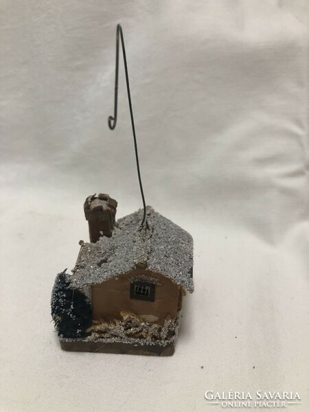 Antique, old Christmas tree decoration, special house made of paper
