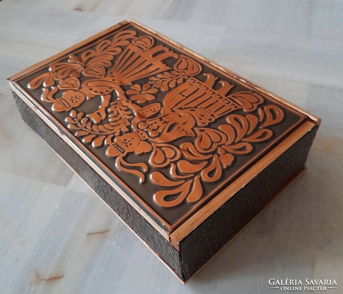 Craft wood box with copper insert, card holder, jewelry holder