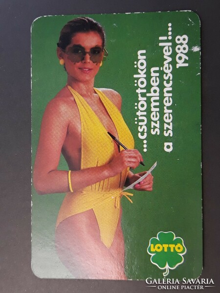 Kártyanaptár 1988 - Lottó, csütörtökön szemben a szerencsével feliratos retró, régi zsebnaptár