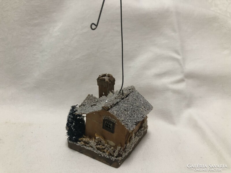 Antique, old Christmas tree decoration, special house made of paper