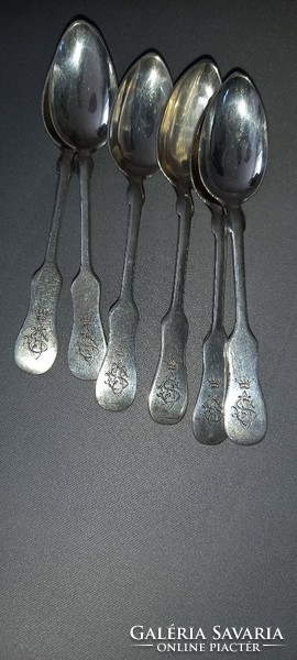 Coffee spoon set with 6 engraved monograms