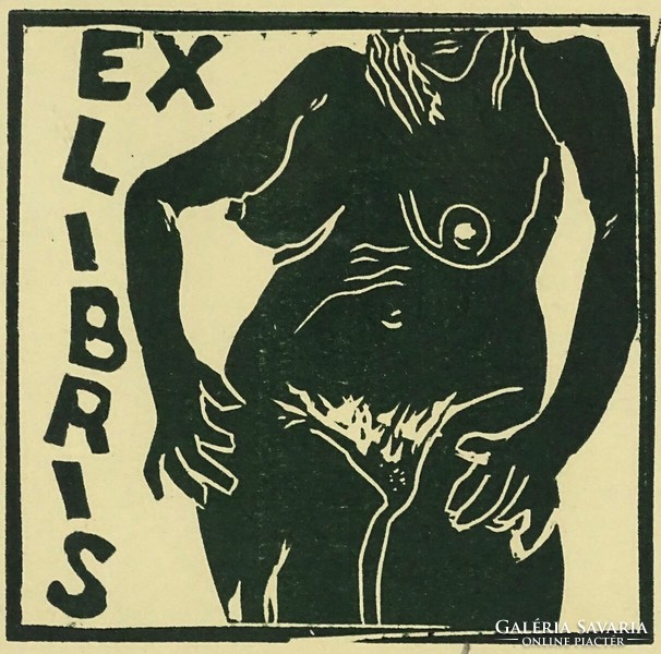 1R156 xx. Century artist: erotic marked woodcut ex libris