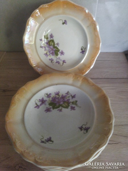 Zsolnay iris violet pattern, chandelier glazed plates 11 pcs
