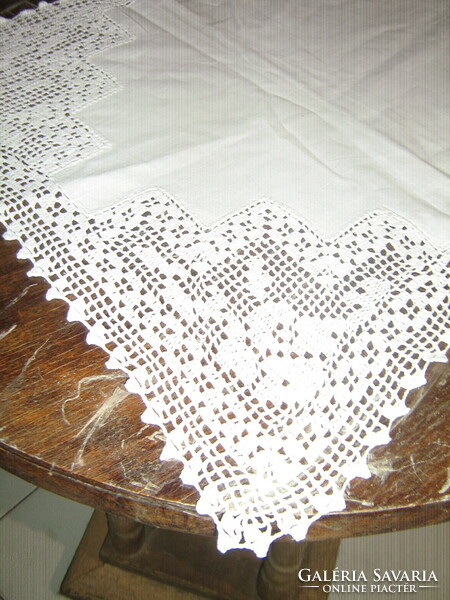 Beautiful crochet lace white tablecloth runner