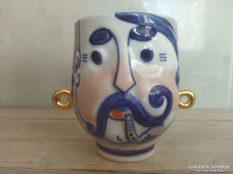 Korosten cobalt-painted two-faced mug. 1960s.