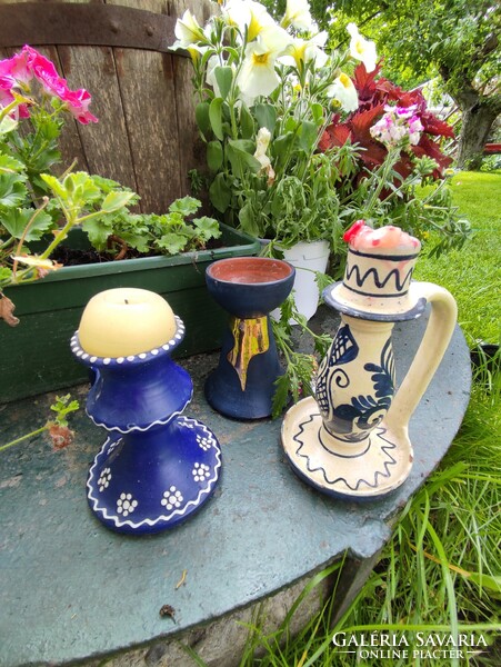 Folk ceramic candle holders