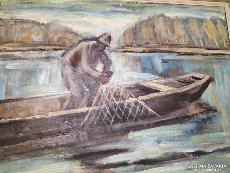 Schadl János(1892-1944) -A halàsz. Nagyméretű,keretezett olaj/vászon festmény.