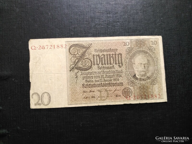 Németország 20 Reichsmark ,Német Márka 1929, Viseltes